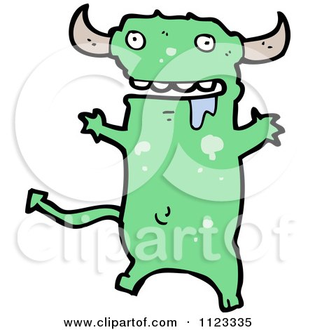 Fantasy Cartoon Of A Green Devil Monster 10 - Royalty Free Vector Clipart by lineartestpilot