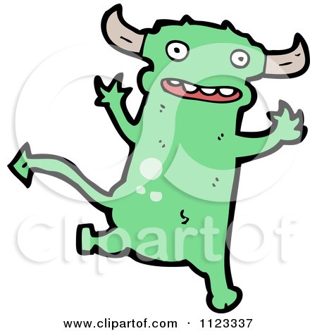 Fantasy Cartoon Of A Green Devil Monster 12 - Royalty Free Vector Clipart by lineartestpilot
