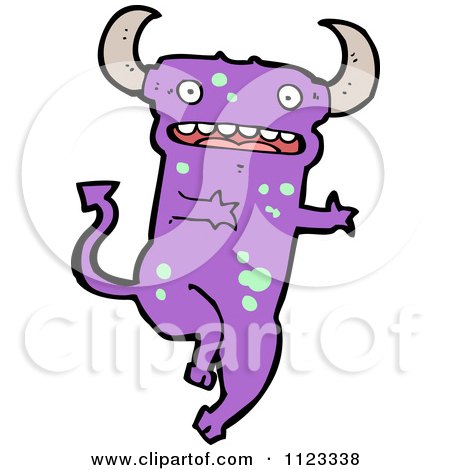 Fantasy Cartoon Of A Purple Devil Monster - Royalty Free Vector Clipart by lineartestpilot