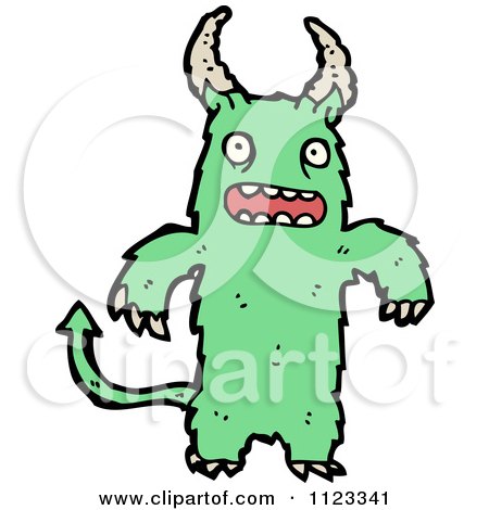 Fantasy Cartoon Of A Green Devil Monster 2 - Royalty Free Vector Clipart by lineartestpilot