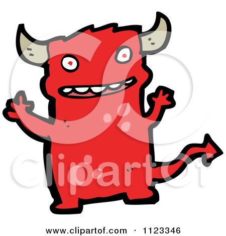 Fantasy Cartoon Of A Red Devil Monster 5 - Royalty Free Vector Clipart by lineartestpilot