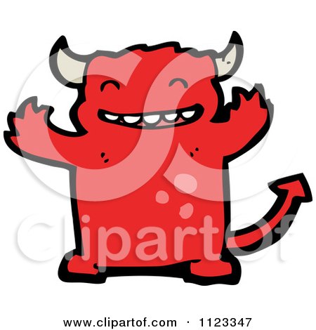 Fantasy Cartoon Of A Red Devil Monster 6 - Royalty Free Vector Clipart by lineartestpilot