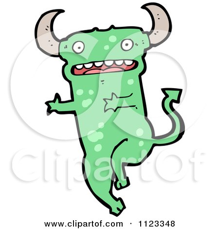 Fantasy Cartoon Of A Green Devil Monster 5 - Royalty Free Vector Clipart by lineartestpilot