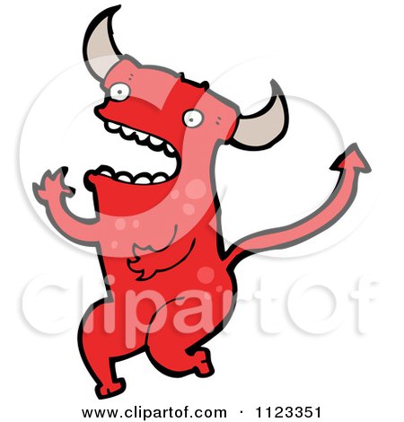 Fantasy Cartoon Of A Red Devil Monster 7 - Royalty Free Vector Clipart by lineartestpilot