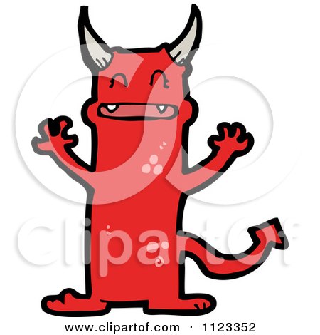 Fantasy Cartoon Of A Red Devil Monster 22 - Royalty Free Vector Clipart by lineartestpilot