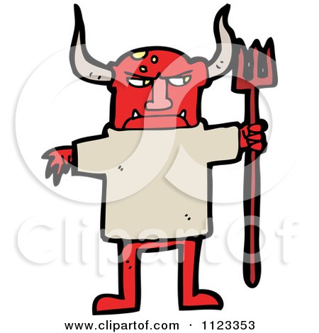 Fantasy Cartoon Of A Red Devil Monster 21 - Royalty Free Vector Clipart by lineartestpilot