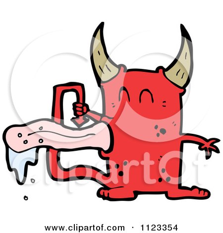 Fantasy Cartoon Of A Red Devil Monster 23 - Royalty Free Vector Clipart by lineartestpilot