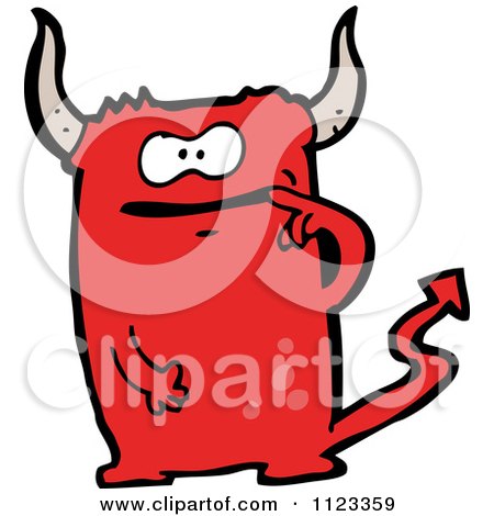 Fantasy Cartoon Of A Red Devil Monster 20 - Royalty Free Vector Clipart by lineartestpilot
