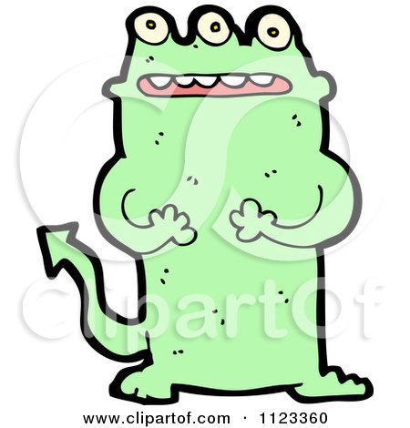 Fantasy Cartoon Of A Green Devil Alien Or Monster - Royalty Free Vector Clipart by lineartestpilot