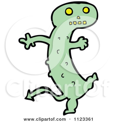 Fantasy Cartoon Of A Green Devil Monster 14 - Royalty Free Vector Clipart by lineartestpilot
