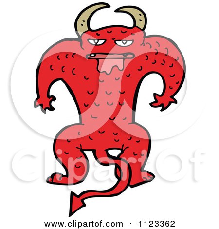 Fantasy Cartoon Of A Red Devil Monster 18 - Royalty Free Vector Clipart by lineartestpilot