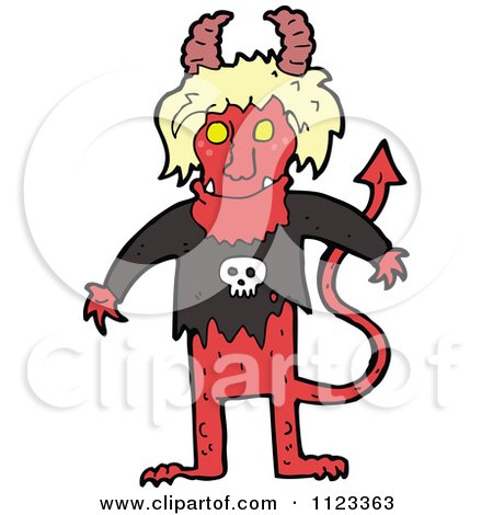 Fantasy Cartoon Of A Red Devil Monster 19 - Royalty Free Vector Clipart by lineartestpilot