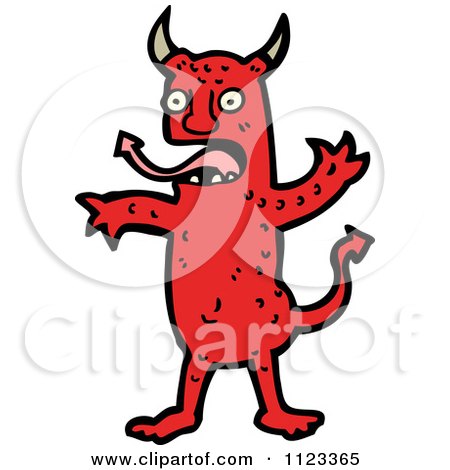 Fantasy Cartoon Of A Red Devil Monster 2 - Royalty Free Vector Clipart by lineartestpilot