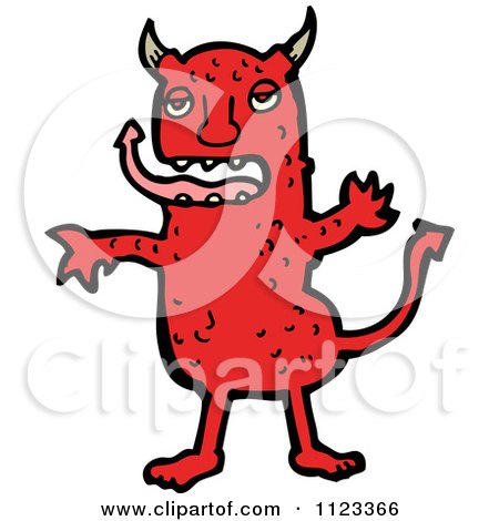 Fantasy Cartoon Of A Red Devil Monster 3 - Royalty Free Vector Clipart by lineartestpilot