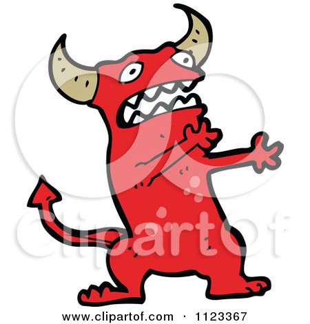 Fantasy Cartoon Of A Red Devil Monster 17 - Royalty Free Vector Clipart by lineartestpilot
