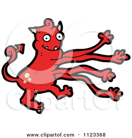 Fantasy Cartoon Of A Red Devil Monster 29 - Royalty Free Vector Clipart by lineartestpilot