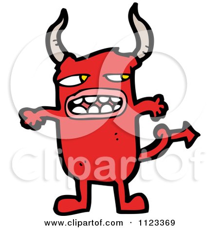 Fantasy Cartoon Of A Red Devil Monster 25 - Royalty Free Vector Clipart by lineartestpilot