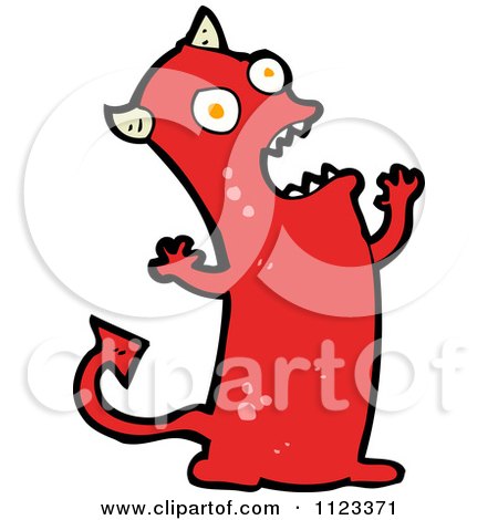 Fantasy Cartoon Of A Red Devil Monster 16 - Royalty Free Vector Clipart by lineartestpilot