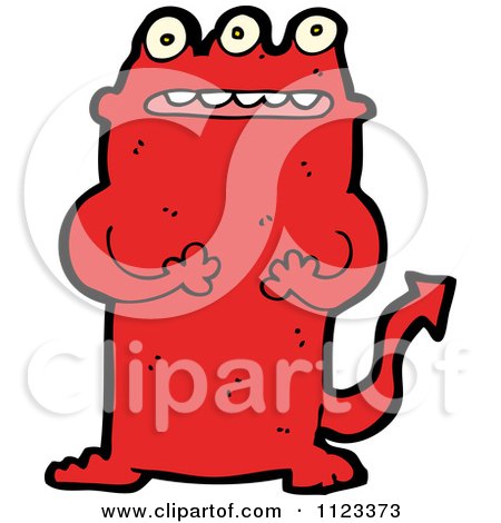 Fantasy Cartoon Of A Red Devil Monster 26 - Royalty Free Vector Clipart by lineartestpilot