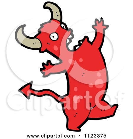 Fantasy Cartoon Of A Red Devil Monster 13 - Royalty Free Vector Clipart by lineartestpilot