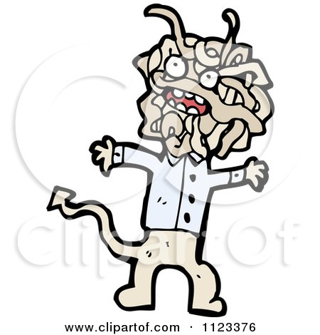 Fantasy Cartoon Of A White Devil Monster 2 - Royalty Free Vector Clipart by lineartestpilot