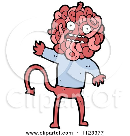 Fantasy Cartoon Of A Red Devil Monster 14 - Royalty Free Vector Clipart by lineartestpilot