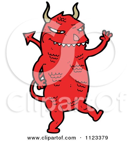 Fantasy Cartoon Of A Red Devil Monster 28 - Royalty Free Vector Clipart by lineartestpilot