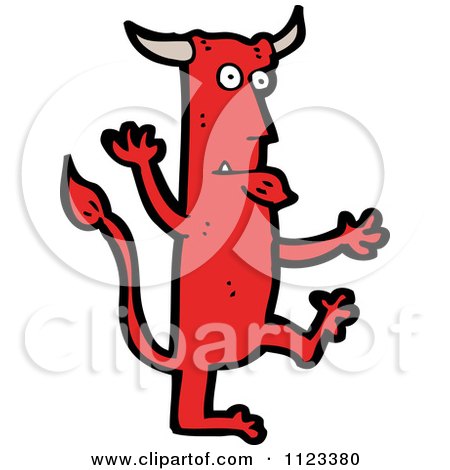 Fantasy Cartoon Of A Red Devil Monster 24 - Royalty Free Vector Clipart by lineartestpilot