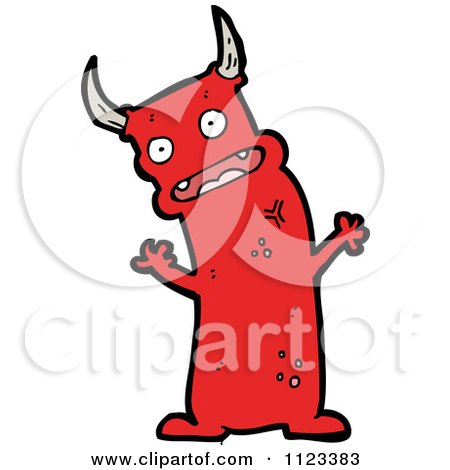 Fantasy Cartoon Of A Red Devil Monster 27 - Royalty Free Vector Clipart by lineartestpilot