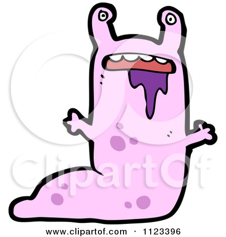 Fantasy Cartoon Of A Purple Monster Slug - Royalty Free Vector Clipart by lineartestpilot