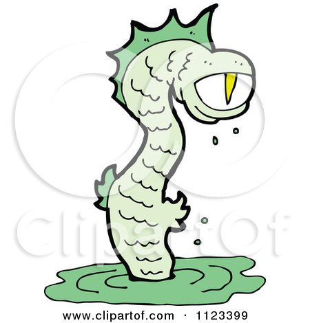 Fantasy Cartoon Of A Green Sea Alien Or Monster - Royalty Free Vector Clipart by lineartestpilot