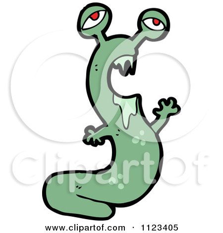 Fantasy Cartoon Of A Green Slug - Royalty Free Vector Clipart by lineartestpilot