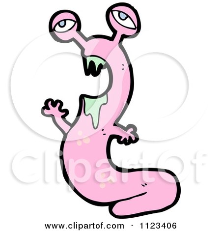 Fantasy Cartoon Of A Pink Monster Slug - Royalty Free Vector Clipart by lineartestpilot