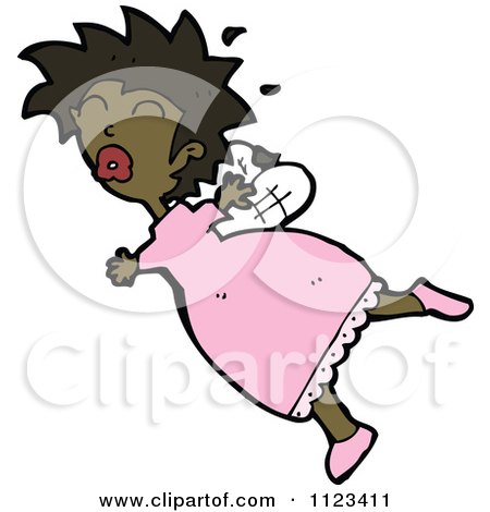 Fantasy Cartoon Of A Fairy In A Pink Dress - Royalty Free Vector Clipart by lineartestpilot