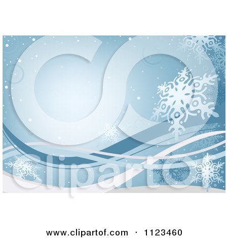 Clipart Of A Blue Snowflake Winter Christmas Background - Royalty Free Vector Illustration by dero