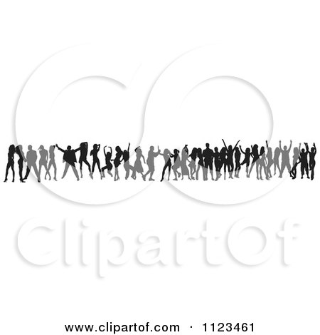 Clipart Of A Silhouetted Crowd Of Dancers 20 - Royalty Free Vector Illustration by dero