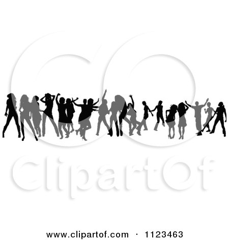 Clipart Of A Silhouetted Crowd Of Dancers 22 - Royalty Free Vector Illustration by dero