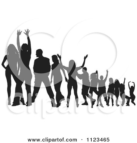 Clipart Of A Silhouetted Crowd Of Dancers 23 - Royalty Free Vector Illustration by dero