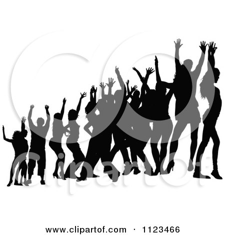Clipart Of A Silhouetted Crowd Of Dancers 24 - Royalty Free Vector Illustration by dero