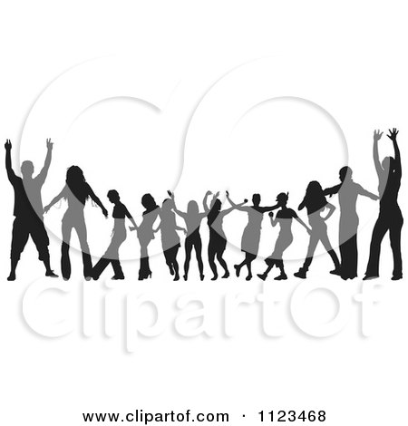 Clipart Of A Silhouetted Crowd Of Dancers 25 - Royalty Free Vector Illustration by dero
