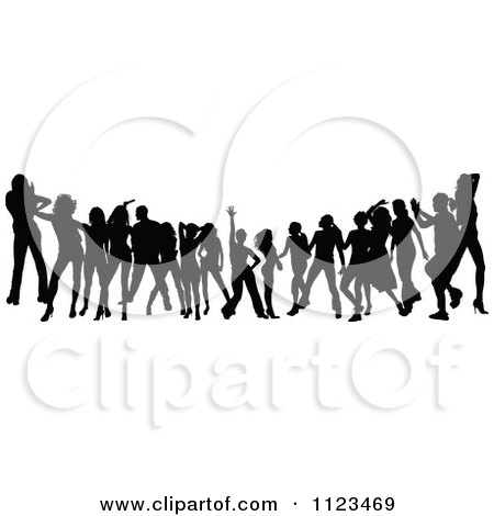 Clipart Of A Silhouetted Crowd Of Dancers 26 - Royalty Free Vector Illustration by dero