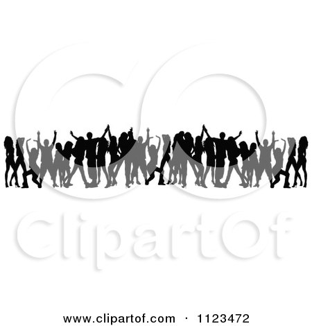 Clipart Of A Silhouetted Crowd Of Dancers 14 - Royalty Free Vector Illustration by dero