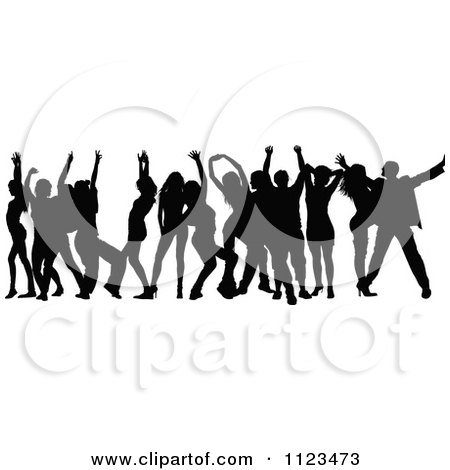 Clipart Of A Silhouetted Crowd Of Dancers 15 - Royalty Free Vector Illustration by dero