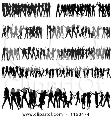 Clipart Of Silhouetted Dancers 5 - Royalty Free Vector Illustration by dero