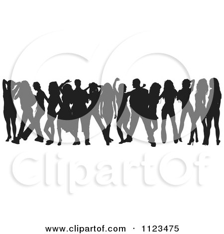 Clipart Of A Silhouetted Crowd Of Dancers 16 - Royalty Free Vector Illustration by dero