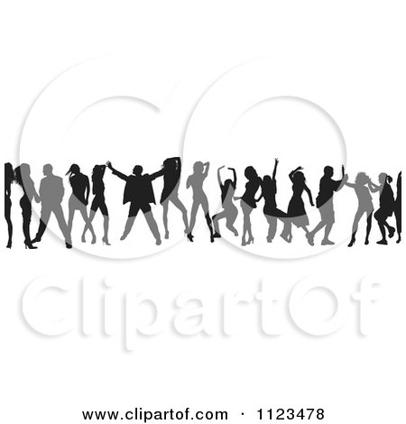Clipart Of A Silhouetted Crowd Of Dancers 19 - Royalty Free Vector Illustration by dero
