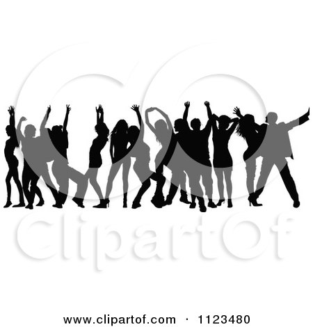 Clipart Of A Silhouetted Crowd Of Dancers 10 - Royalty Free Vector Illustration by dero