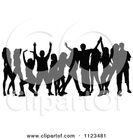Clipart Of A Silhouetted Crowd Of Dancers 11 - Royalty Free Vector Illustration by dero