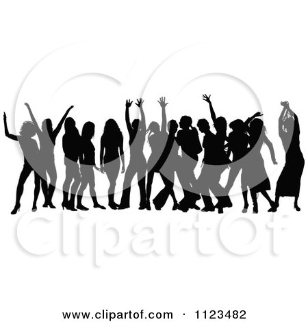 Clipart Of A Silhouetted Crowd Of Dancers 12 - Royalty Free Vector Illustration by dero