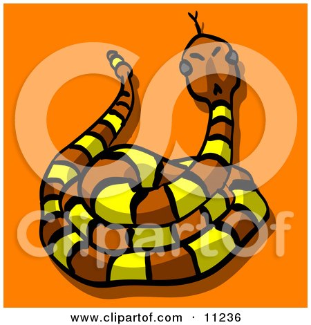 Yellow and Brown Rattlesnake Clipart Illustration by Leo Blanchette